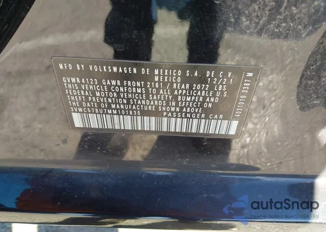 2021 Volkswagen Jetta 1.4T R-Line/1.4T S/1.4T Se из США, поврежденный, VIN 3VWC57BU7MM101835